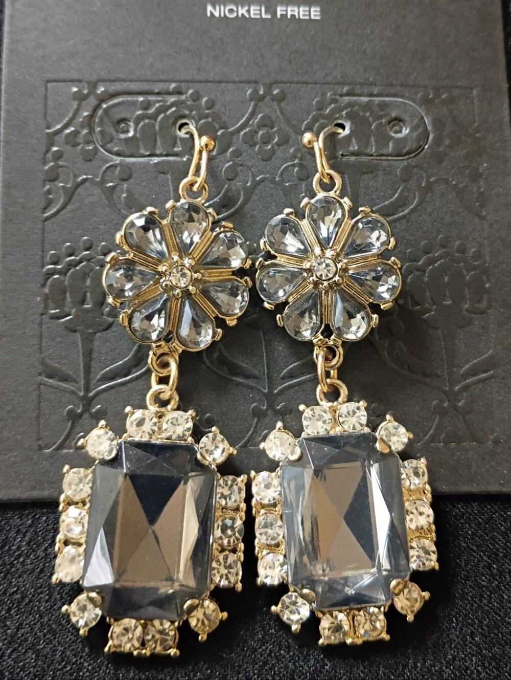 Crystal Drop Earrings Floral Cubic Zirconia Womens Statement Fashion Jewelry New
